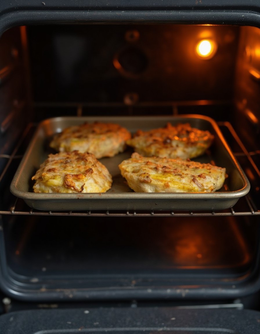 Kohlscheiben im Backofen bei 200 Grad, die Ränder werden goldbraun und karamellisieren während der Kohl innen zart wird