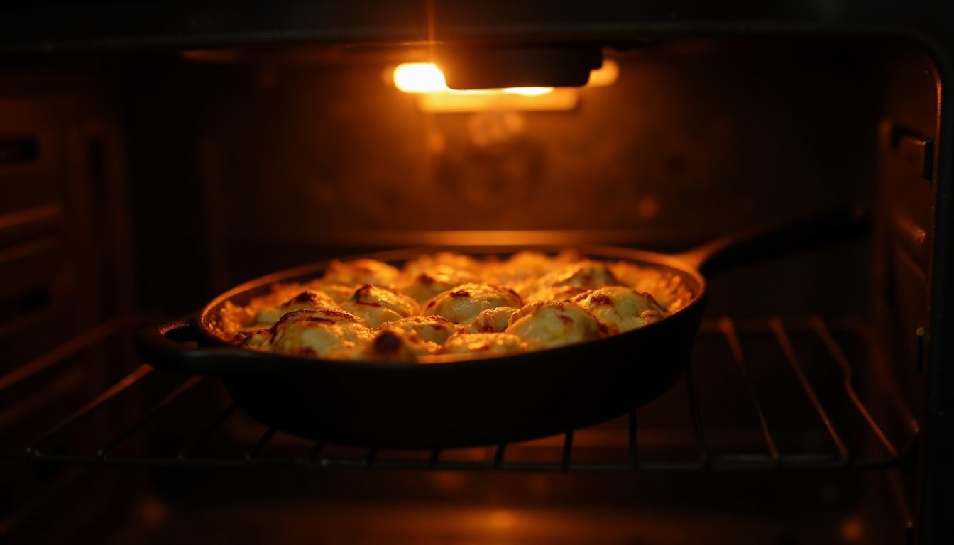 Koreanischer Corn Cheese im Ofen mit goldbraun blubbernd geschmolzenem Mozzarella unter der Grillfunktion