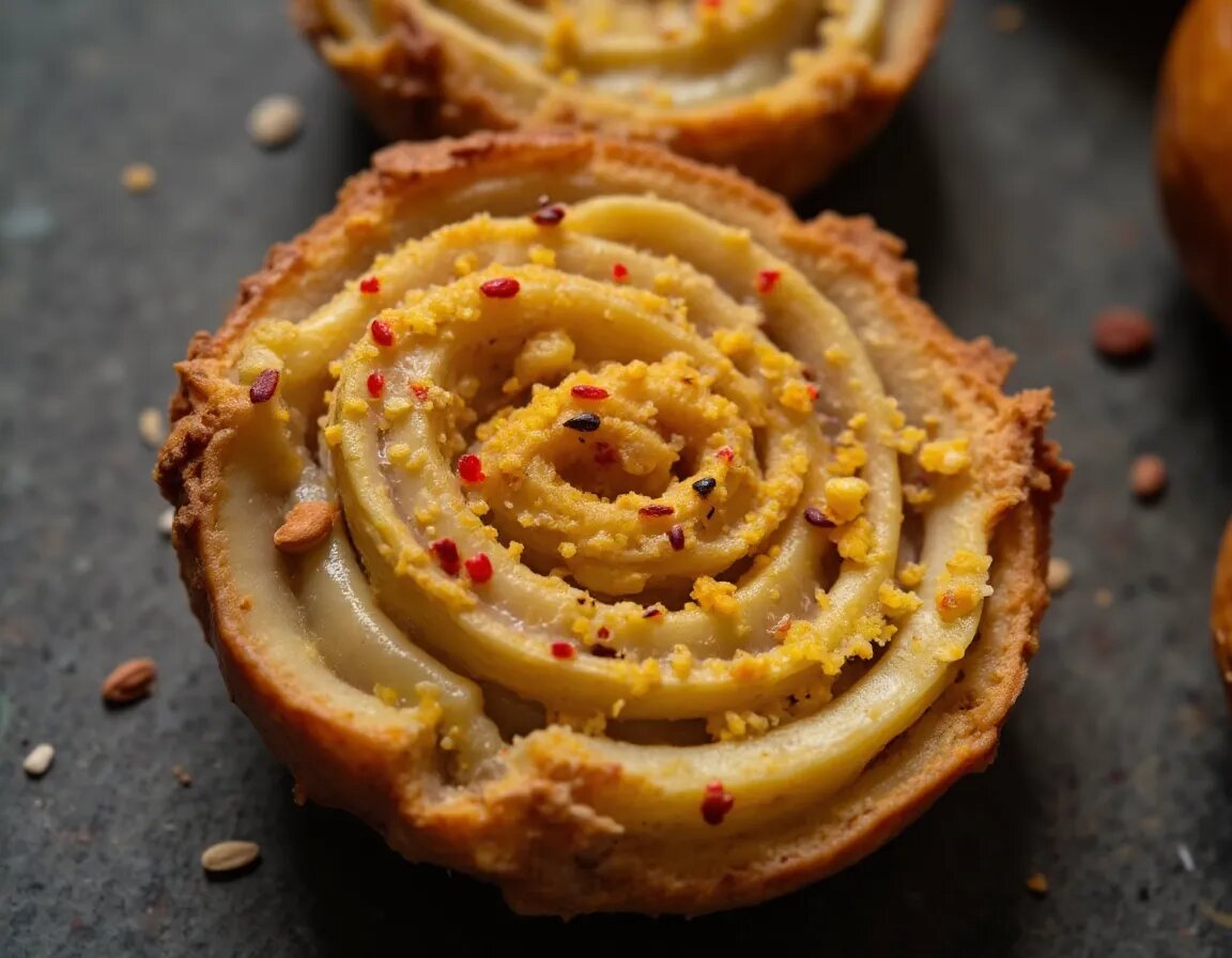 Nahaufnahme der karamellisierten Zwiebelschichten eines Onion Boils mit sichtbarer Gewürzkruste aus Paprika und Cajun-Gewürz